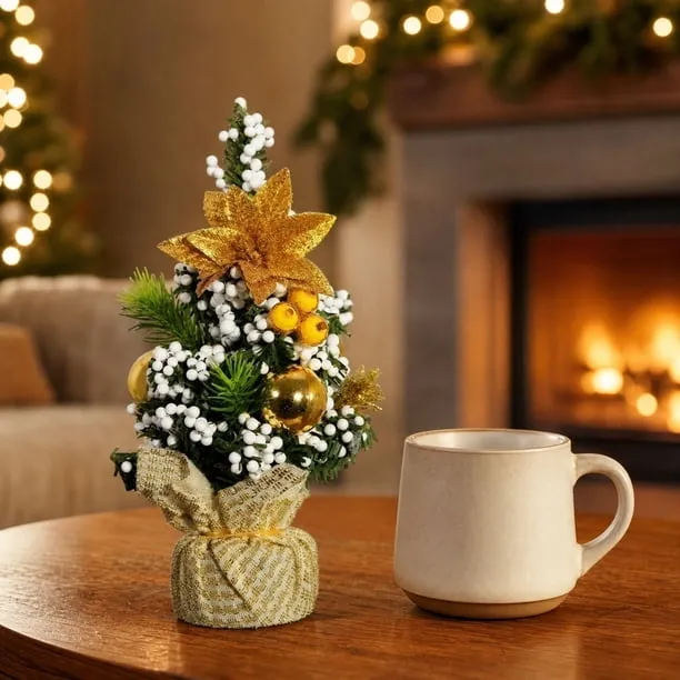 Mini Tabletop Christmas Tree Small Artificial Pine Tree Centerpiece with  Ornaments Burlap Base Xmas Decor for Home Office Desk Shelf Holiday Gift -  Walmart.com