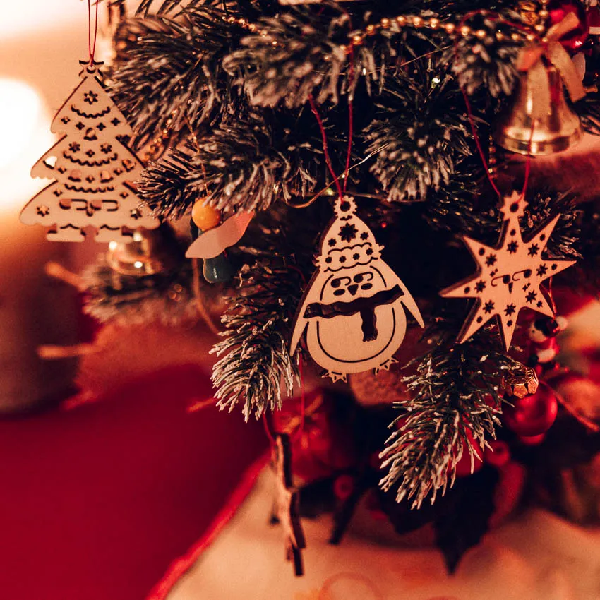 Modern Wooden Christmas Tree Ornaments – Lasercut Design | Orlion Studio