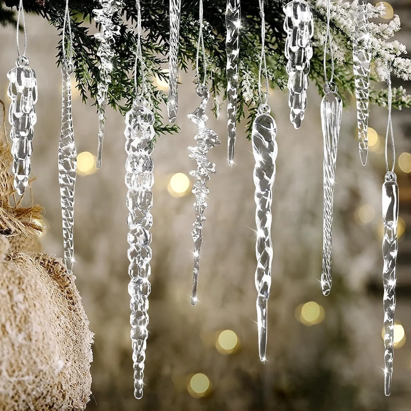 MSHJA 100 Pcs Clear Acrylic Crystal Water Drop & Icicle Hanging Ornaments, Tree Pendants for Christmas, Winter Wonderland and Holiday Party Home Decor - Walmart.com