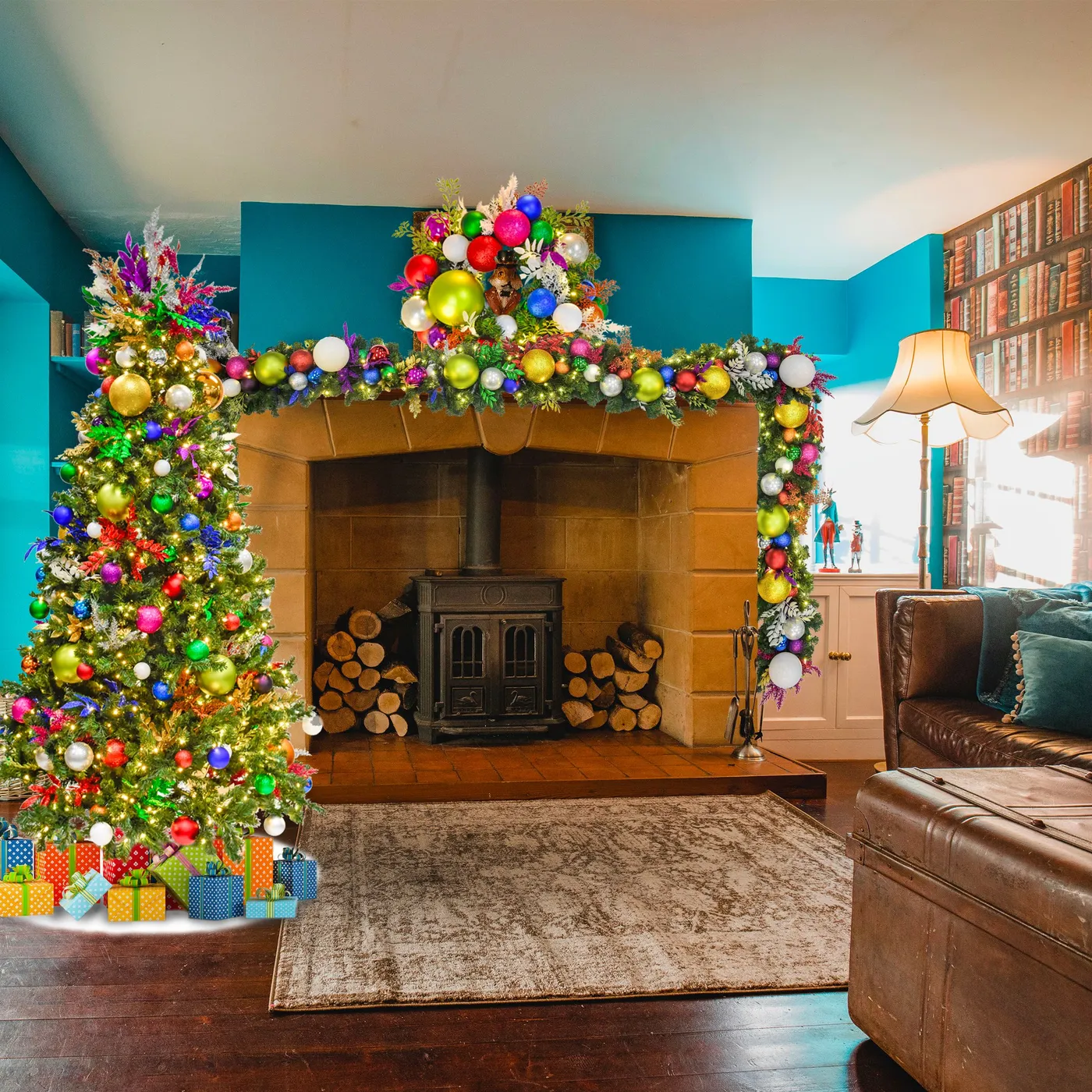 Multi-Color Pre-Decorated Christmas Garland | Holiday Hues