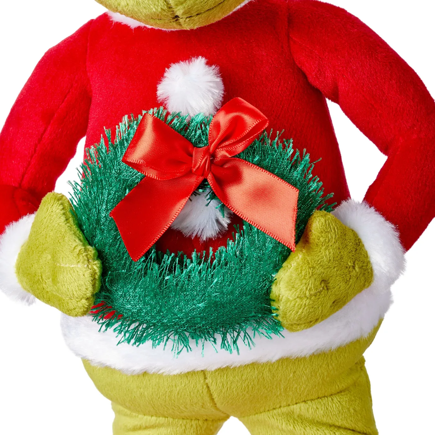 Musical Side Stepper Christmas Grinch Table Top Decor with Wreath, 13-in | Party City