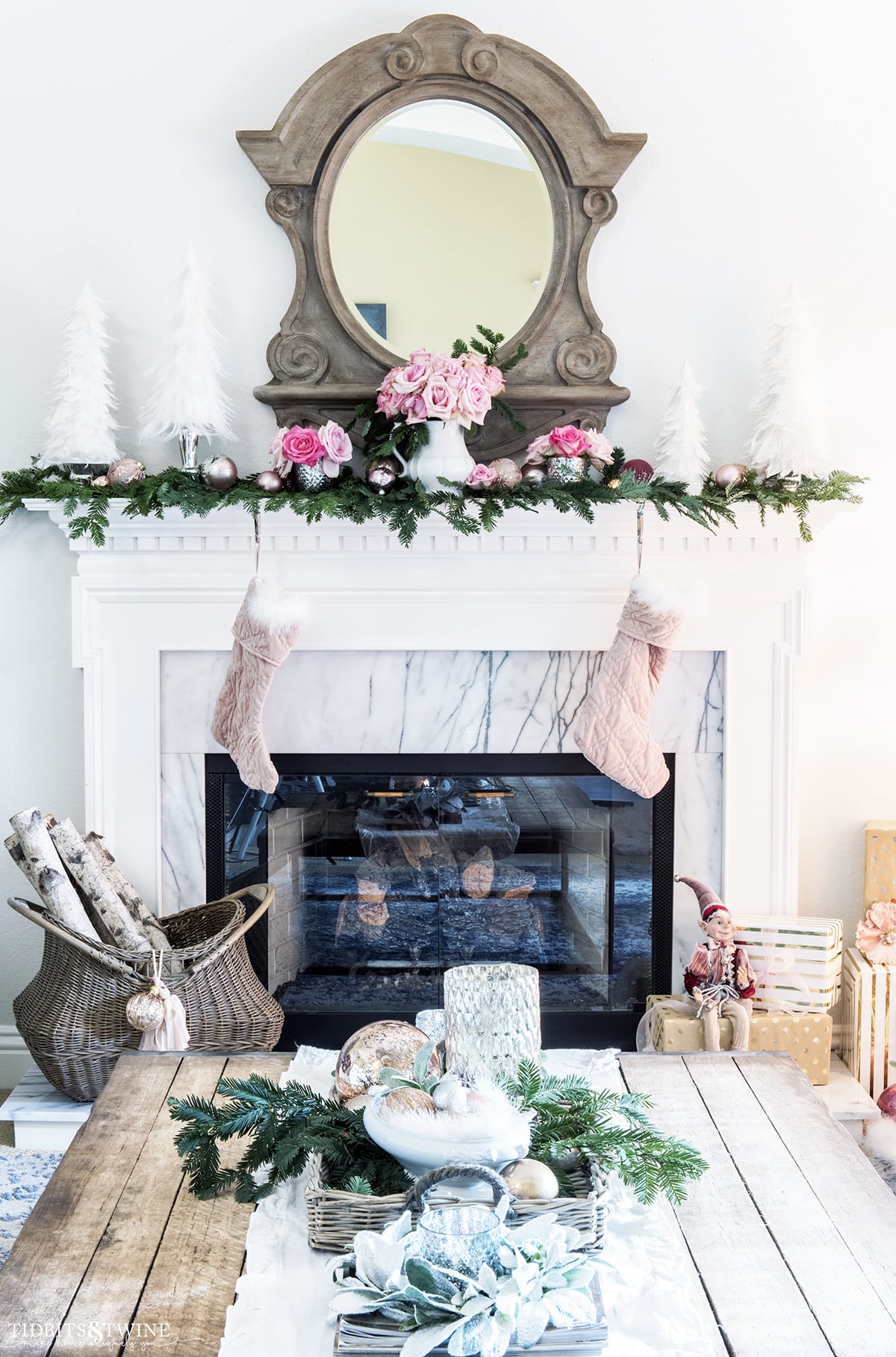 My Christmas Living Room Tour: Soft Pinks - Tidbits&Twine