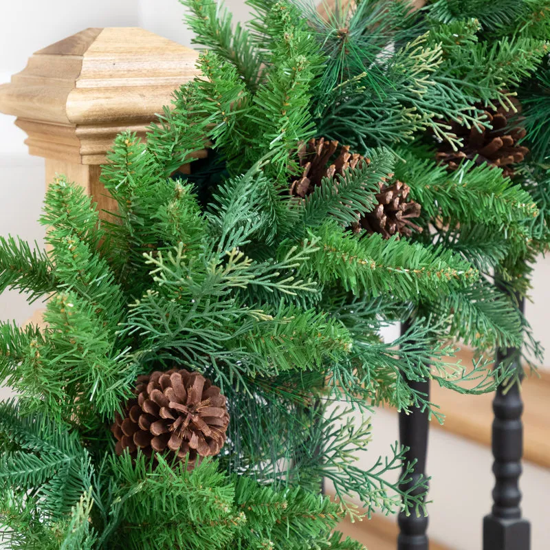 Northlight Seasonal Pine And Cedar Artificial Christmas Garland With  Pinecones - 10' X 15' - Unlit | Perigold