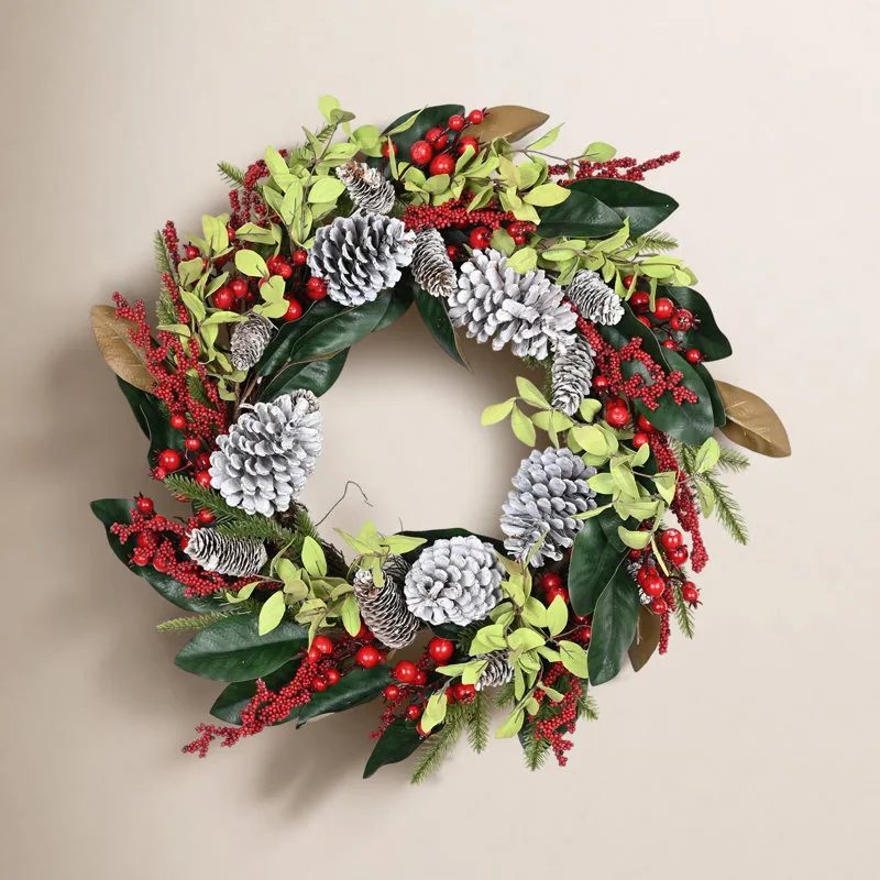 Ophelia & Co. 24' Greenery Foliage Winter Front Door Wreath with Pinecones and Berries