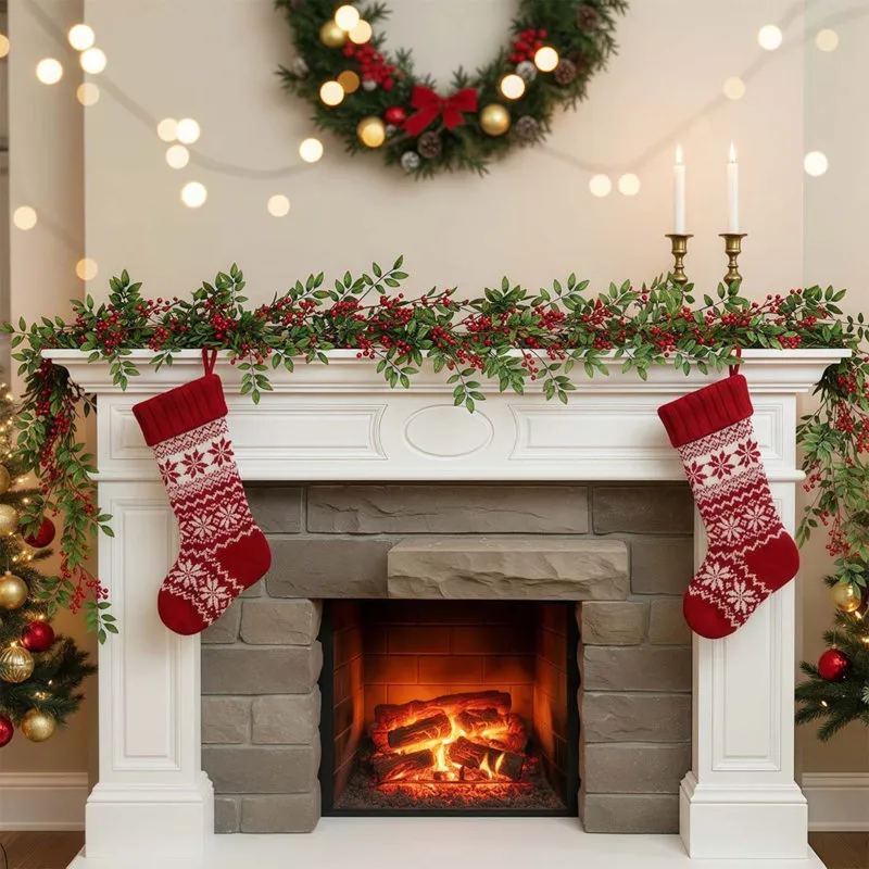 Ophelia & Co. 6.4 Ft Red Berry Christmas Garland, Artificial Berry Garland For Indoor Outdoor Hone Fireplace Decoration For Winter Christmas Holiday New Year Decor - Wayfair Canada