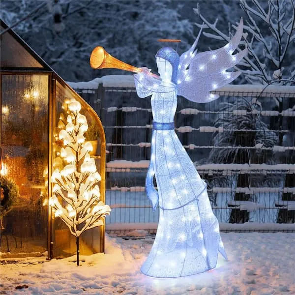 Outdoor Christmas Angel Light EasingRoom 4ft Pre-Lit Angel Christmas  Decoration For Outdoor Yard Display W/