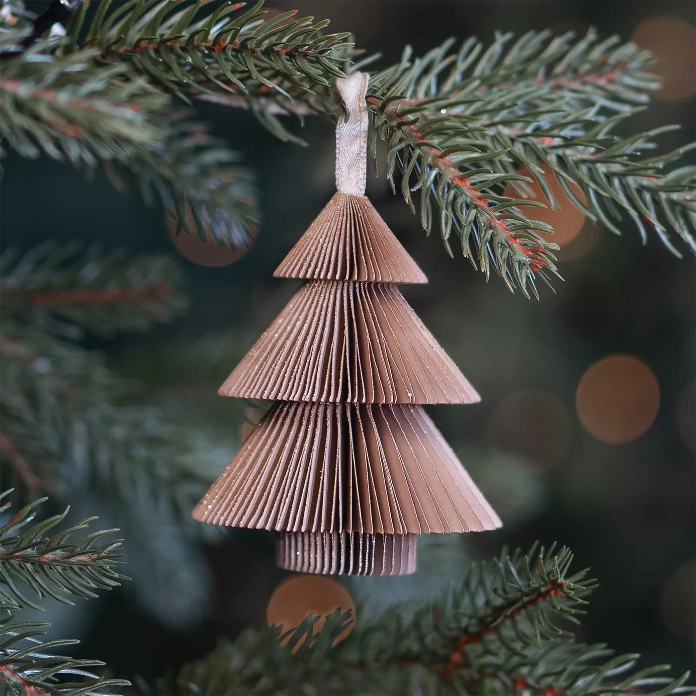 Paper Christmas Tree Ornament | Taupe 8 cm | It's All About Christmas