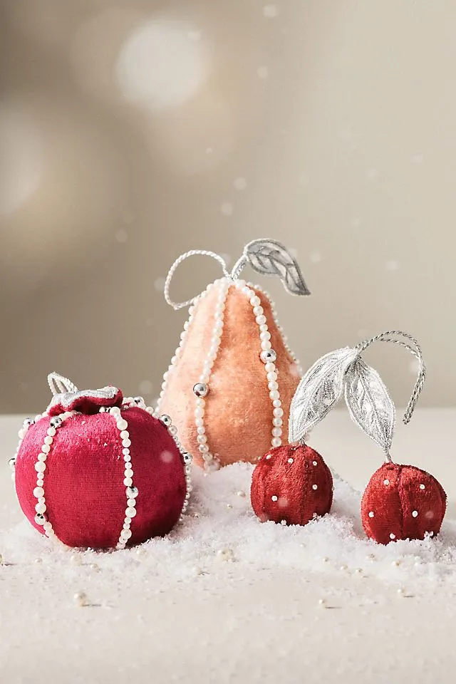 Pearled Velvet Fruit Ornament | AnthroHome
