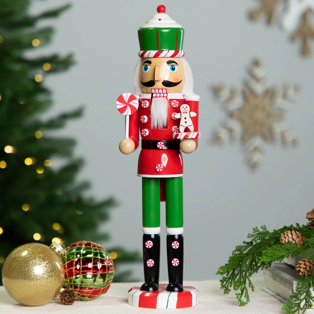 Peppermint Candy Nutcracker Christmas Figure - 15' - Red & Green | Christmas