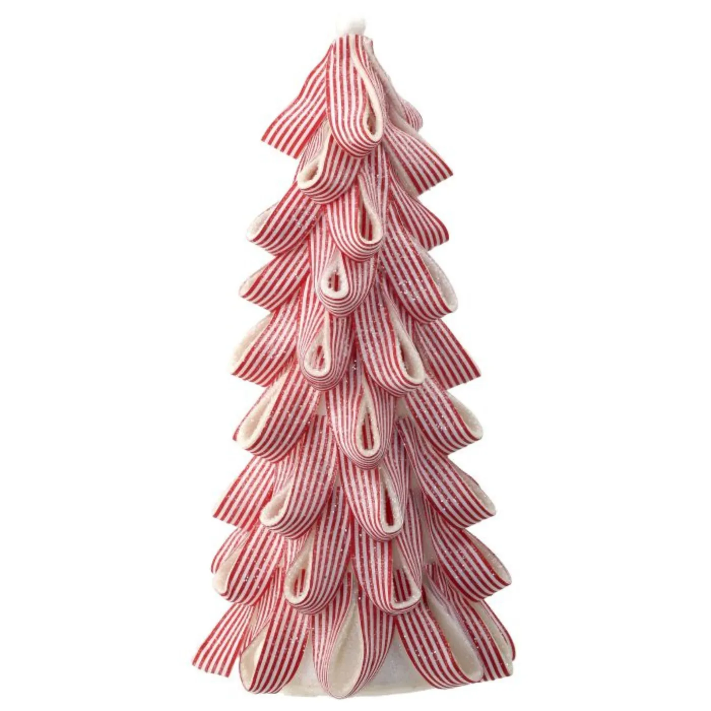 Peppermint Tree Ribbon Candy Tree Pink Peppermint Swirl Candy Taffy Ribbon Christmas  Tree Cone 14” New