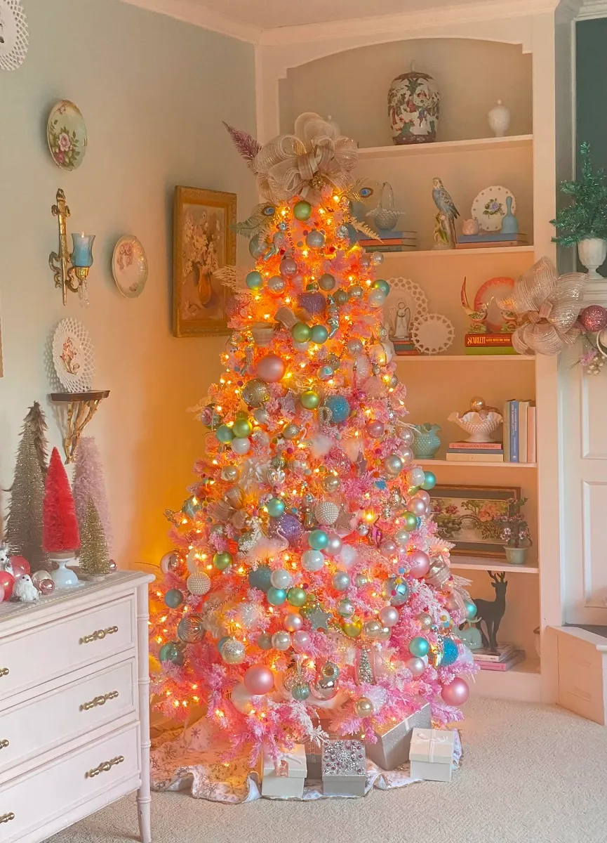 Pink Pastel Christmas Decor 3ft Pastel Pink Swirl Christmas Tree With Ornaments Fillers By The Mom