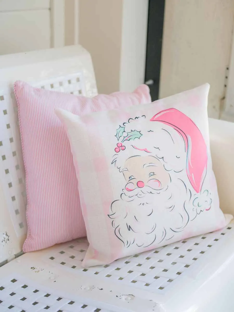 Pink Santa Face Pillow **Doorbuster** - Southern Made
