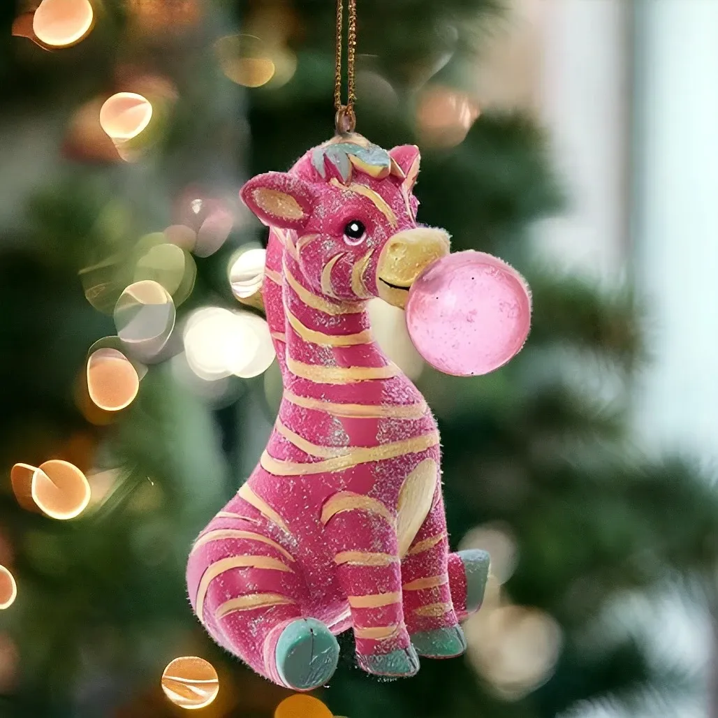 Pink Zebra Bubblegum Ornament