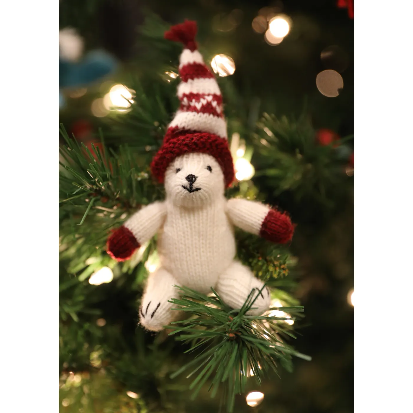 Polar Bear in Maroon Hat Ornament Flower Delivery Grants Pass OR - Grants Pass Florist and Gifts
