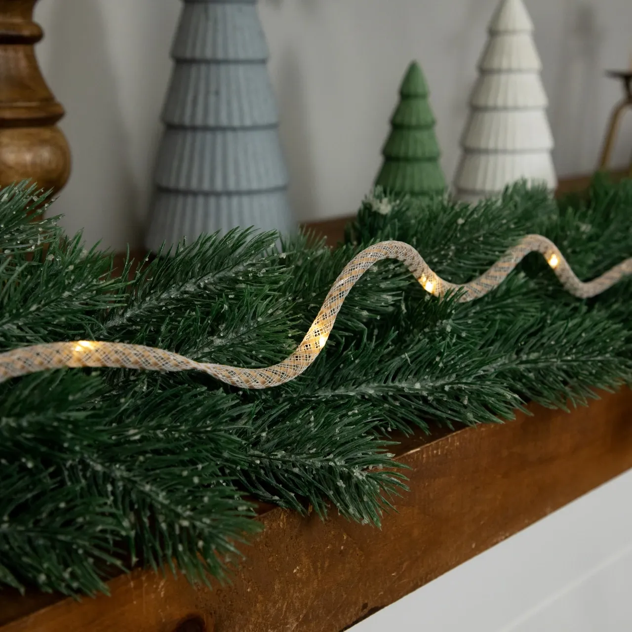 Pre-Lit Battery Operated Rope Christmas Garland - 6.75' - Warm White Lights  | Christmas