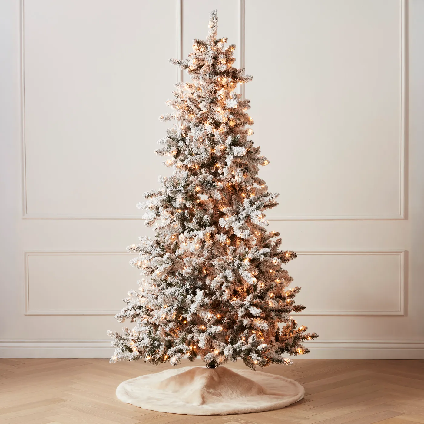 Pre-Lit LED Green Flocked Spruce Tree 7.5ft | Z Gallerie