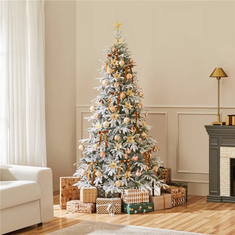 Pre-lit Snow Flocked Christmas Tree with Multicolored LED Lights of 9 Light Modes Size: 6' The Holiday Aisle