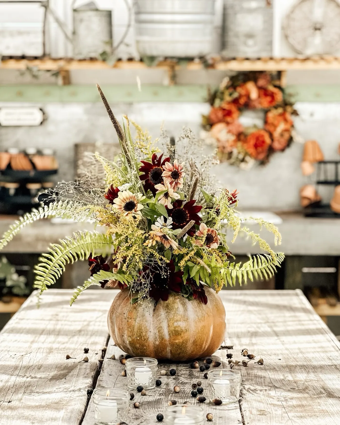 Pumpkin Wedding Centerpieces A Bride On A Budget: DIY Pine Cones And Pumpkins Fall Wedding Centerpieces