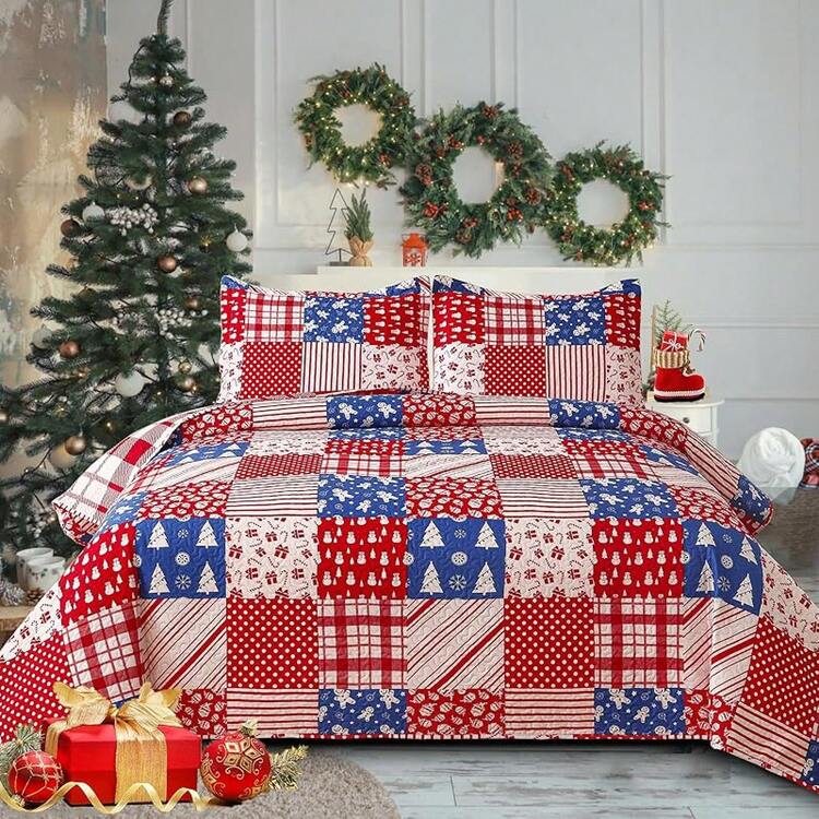Quilt Size Bedding Set, Lightweight Bedspread, Coverlet Red Plaid Print, Snowflake Snowman Decor Bed Cover (90x90), Holiday Bedding, Cozy Bedding Very Beautiful ZRPD | SHEIN USA