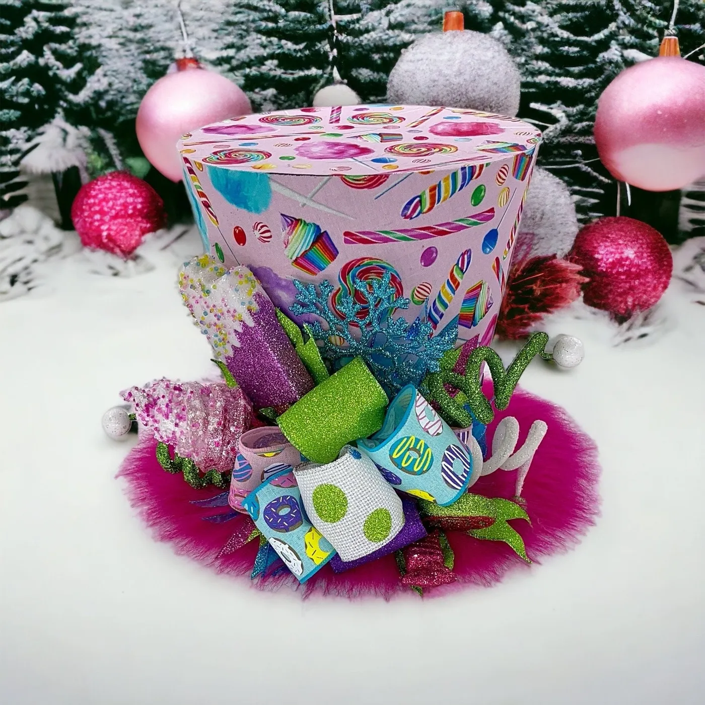 Ready to ship, Candyland Christmas Tree Topper sweets tree topper cupcake Christmas  tree topper doughnuts Christmas tree topper pink