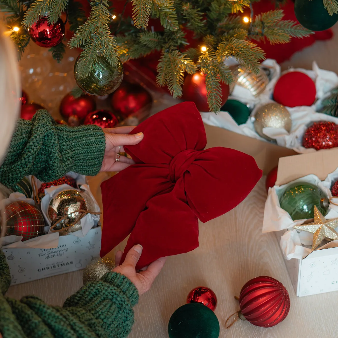 Red Christmas bow 22x28 cm wool blend | It's all about Christmas