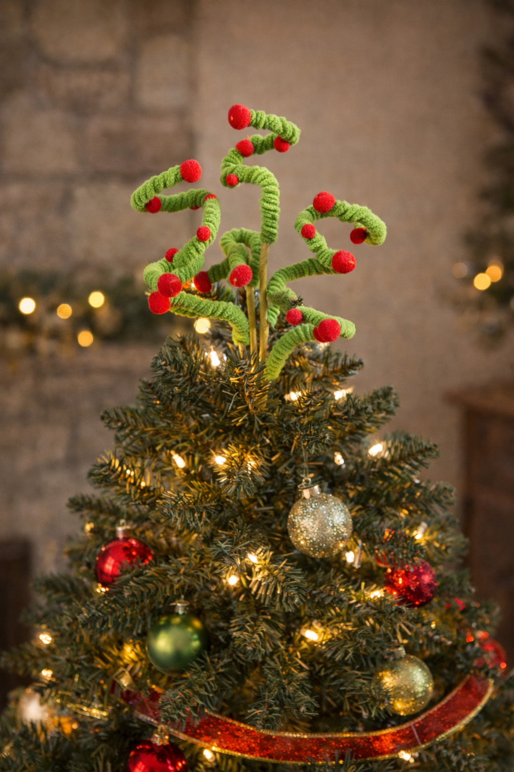 Red & Green Swirl Spray – Statement Christmas Tree Styling Pick – Mistletoe Home
