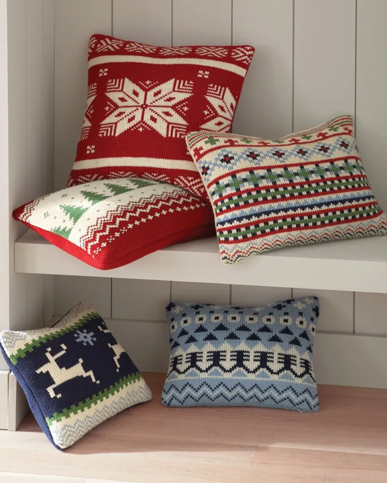 Red Snowflake Knit Pillow Cover | Garnet Hill