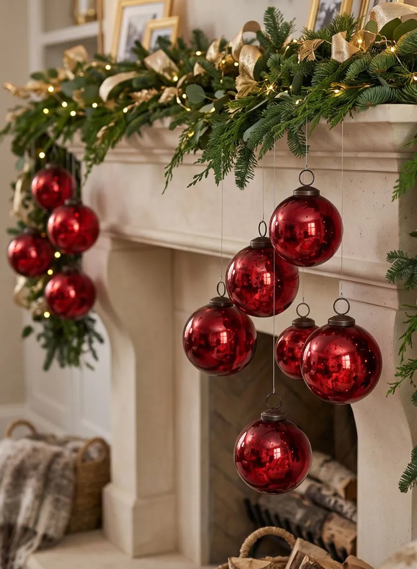 Red Vintage Style Christmas Ornaments Handmade Red Glass Christmas Ornament  – Elegant Christmas Decor 2025– Luxury Holiday