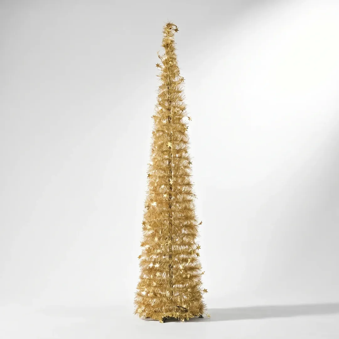 Reinox Gold Tinsel Collapsible Christmas Tree | Speckled Space