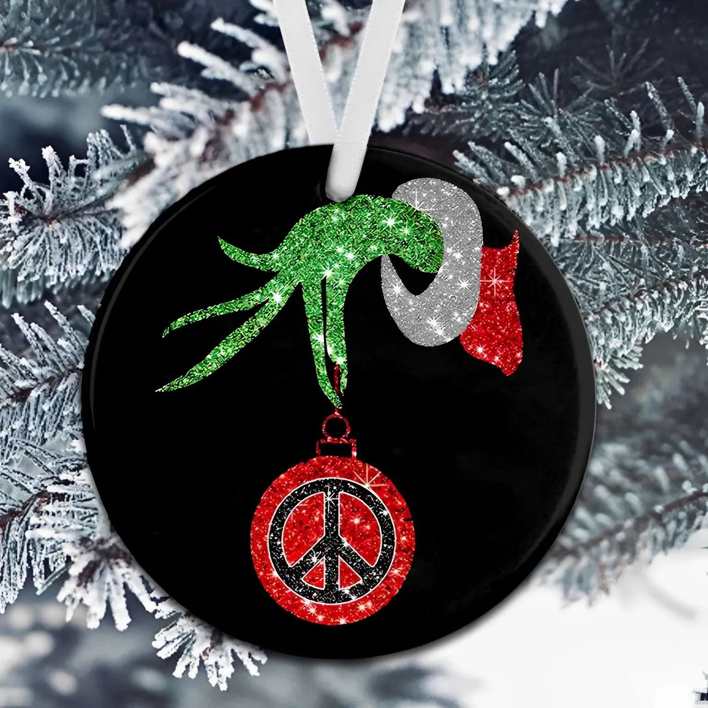 Rooster Socks Grinch Hand Holding Ornament Christmas, The Grinch Ornaments
