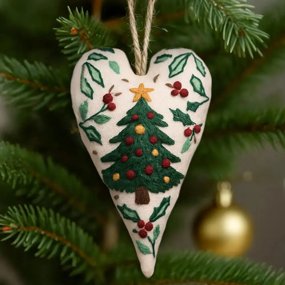 Rubbyoo Heart Embroidery Kit - Christmas Tree | Perfect Handmade Gift For  Kid | Diy Needle Art