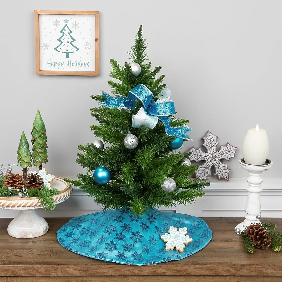 Seasonal Décor Christmas Tree Skirt Blue 48 Arctic Lights Collection Navy  And Silver Tree Skirt · National