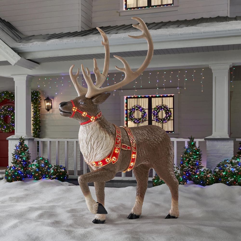 Selling Reindeer Outdoor Decor Home Depot , Karl 5 Ft. Lighted With Sleigh  Innovative Christmas Yard