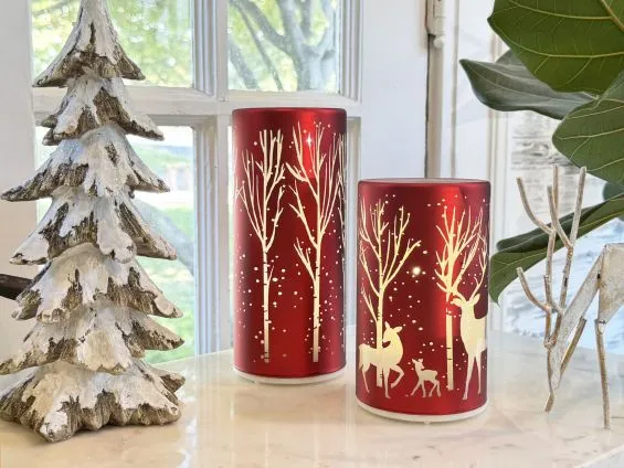 Set 3 Lighted Glass Village Scene Luminaries Battery Operated - New 2025 - Gerson