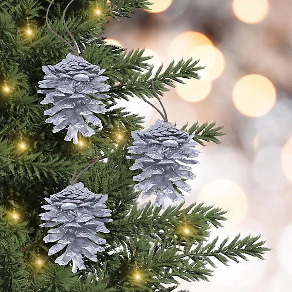 Set of 12 Pinecone Christmas Tree Decorations with Hanging Loop - Festive  Xmas Rustic Pine Cone Bauble