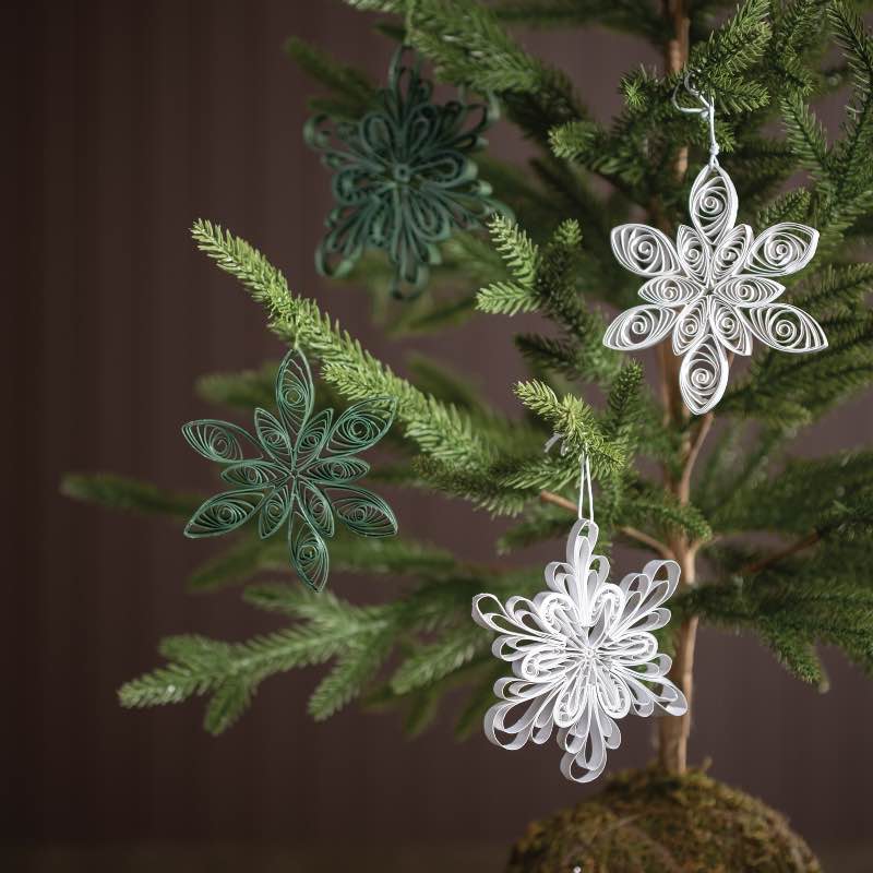 Set of 2 Paper Flower Ornaments 4.75 dia.