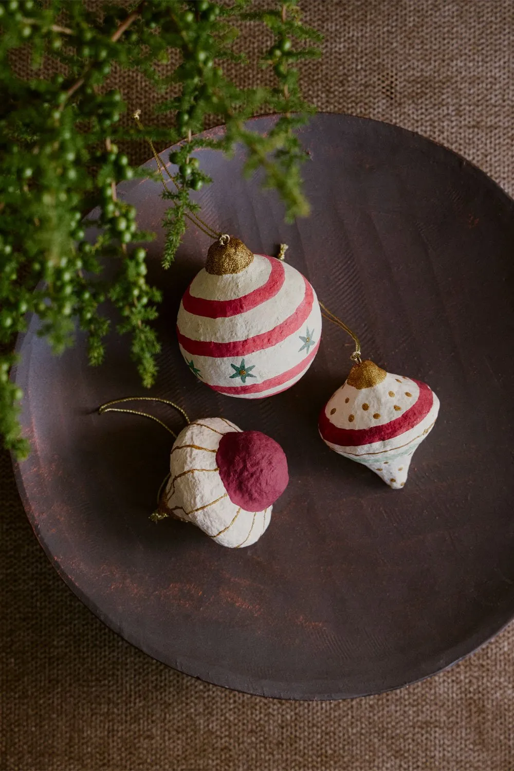 Set of 3 handmade Christmas decorations in papier-mâché Bemot - SKLUM