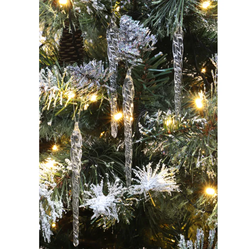 Set Of 4-12cm Luxury Glass Icicle Christmas Tree Decorations - Christmas Shop