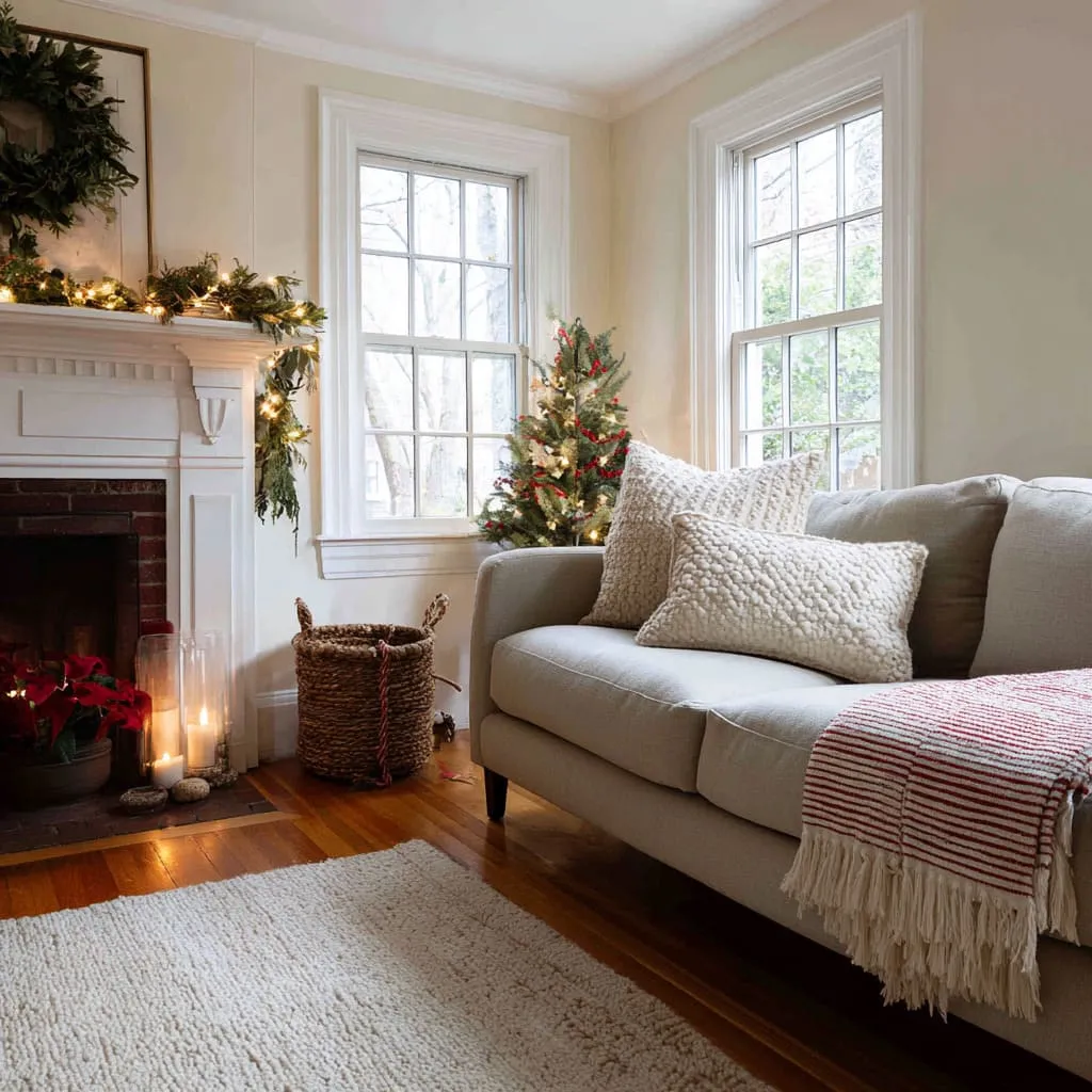 Simple Christmas Decorating Ideas with Throws and Pillows