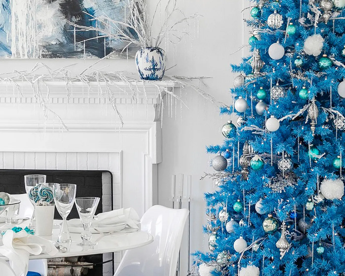 Snow Blue And Silver Christmas Ornaments Snow Theme Christmas Tree  Snowflake Theme Tree, Christmas Decorations Blue