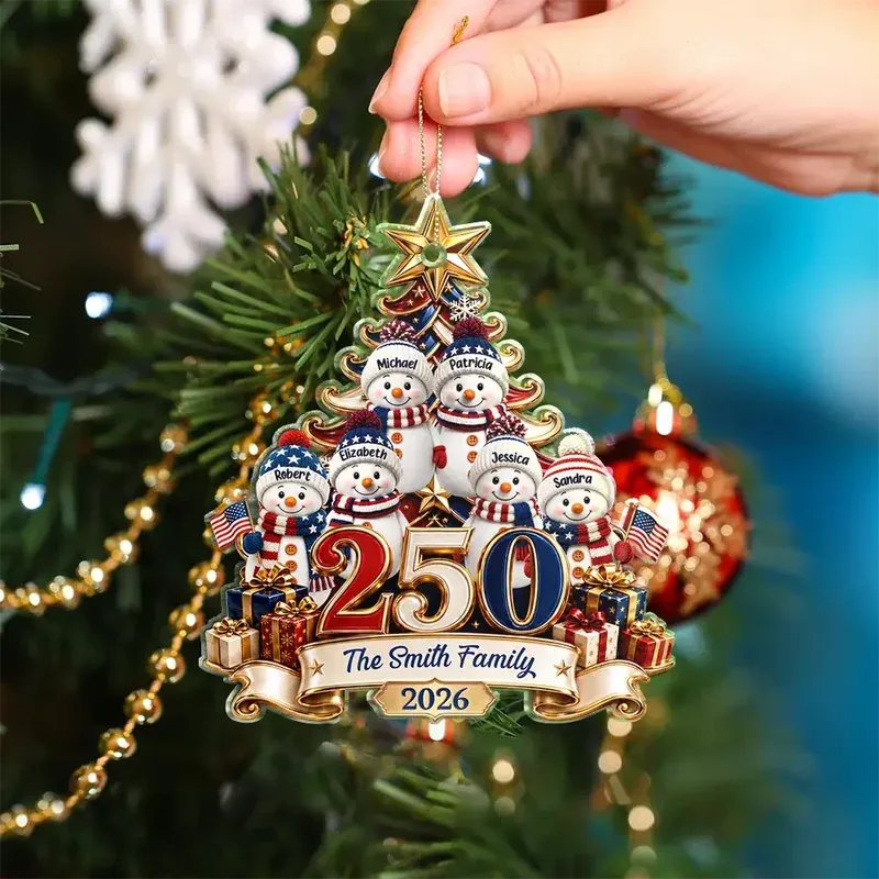 Snowman America 250th Anniversary 2026 Christmas Ornament