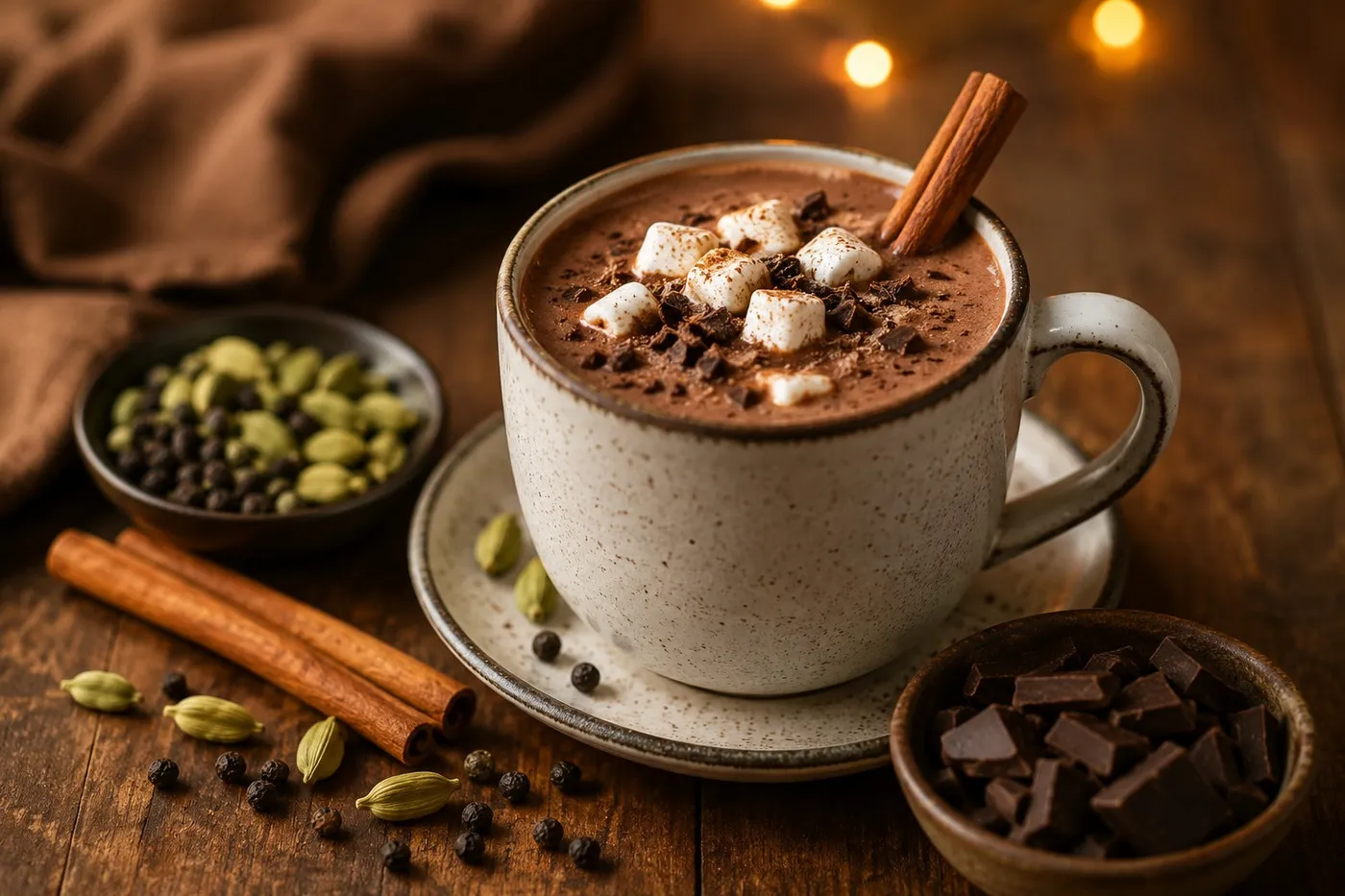Spiced Hot Chocolate Recipe with Cardamom, Cinnamon & Peppercorns