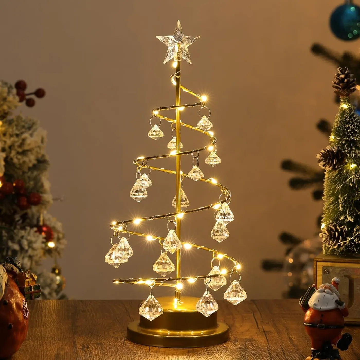 Table Lamp Glass Table Top Christmas Tree 11 In Crystal Spiral Christmas  Tree Table Lamp With Star Lights And Metal Stand, Christmas Decoration,Gold  11In Bed Bath Beyond 42136268