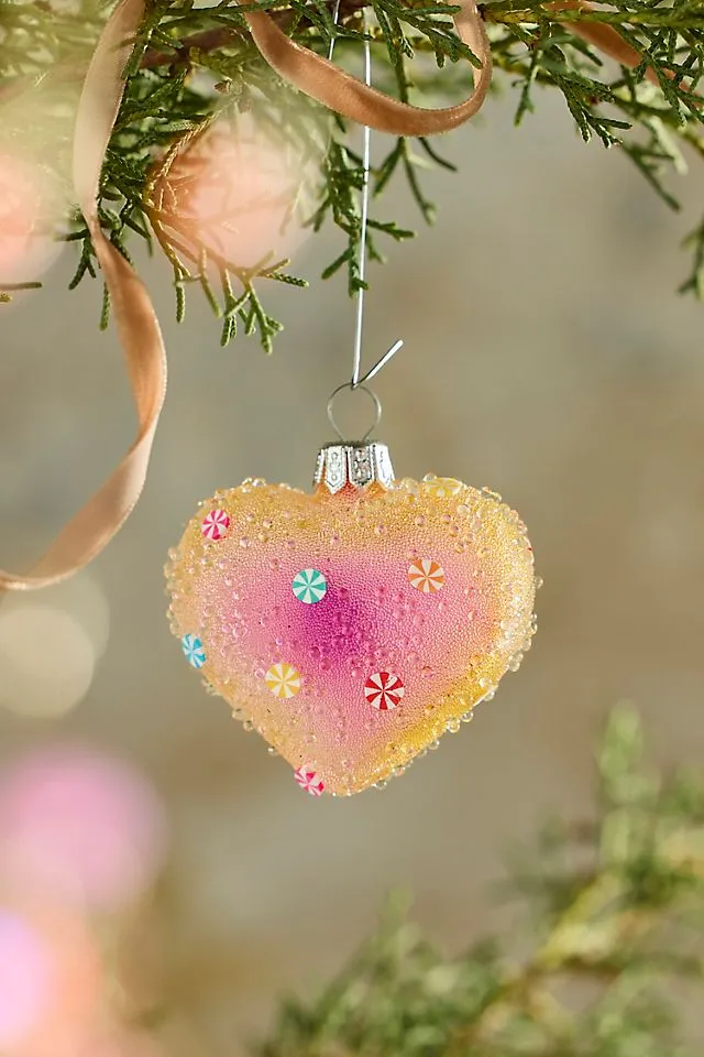 Terrain Peppermint Heart Glass Ornament | Anthropologie