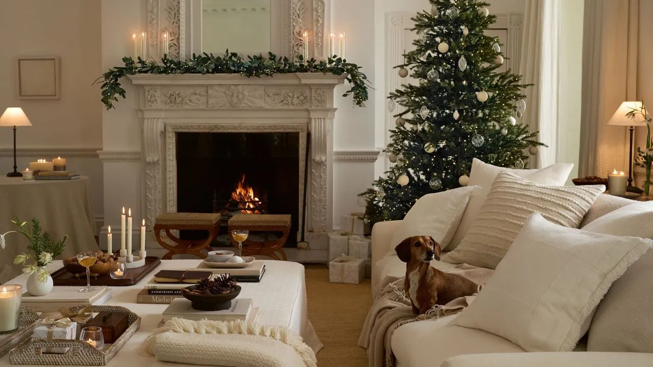 The Cotswold farmhouse Christmas aesthetic marries…