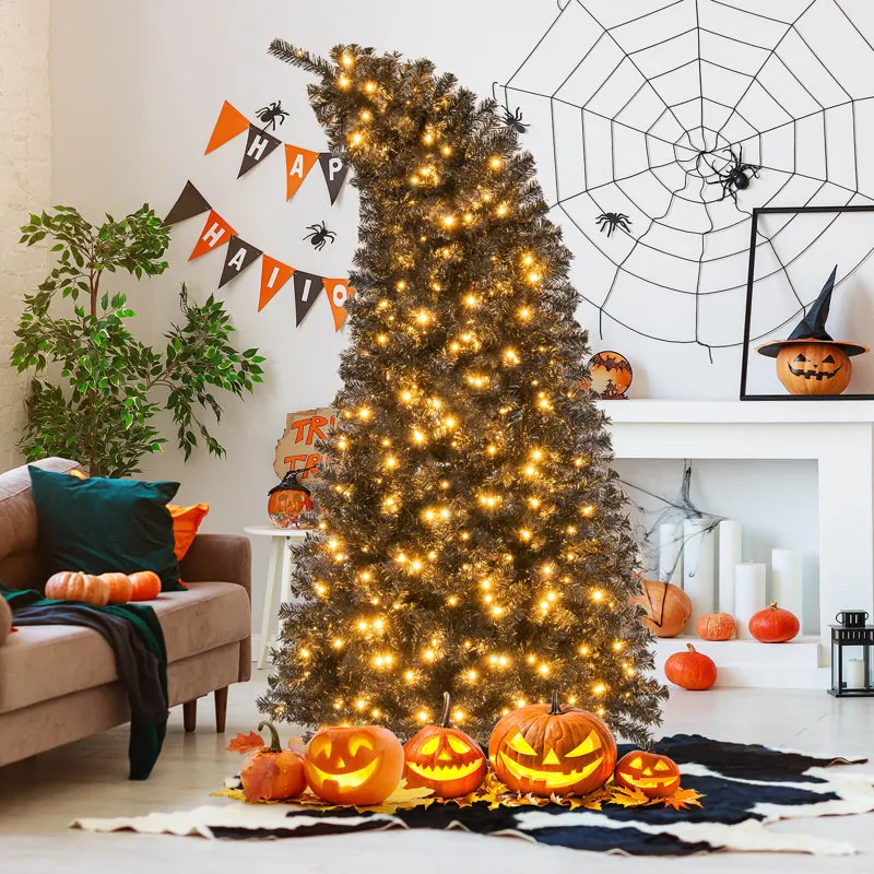 The Holiday Aisle® 7 Ft Artificial Halloween Tree With Bendable Top Section 1050 Branch Tips 340 Lights - Wayfair Canada