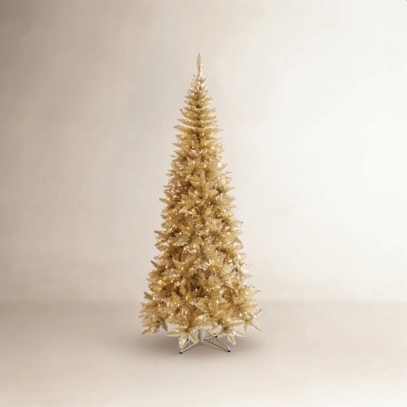 The Holiday Aisle® Champagne Tinsel Fir Pre-Lit Christmas Tree & Reviews | Birch Lane