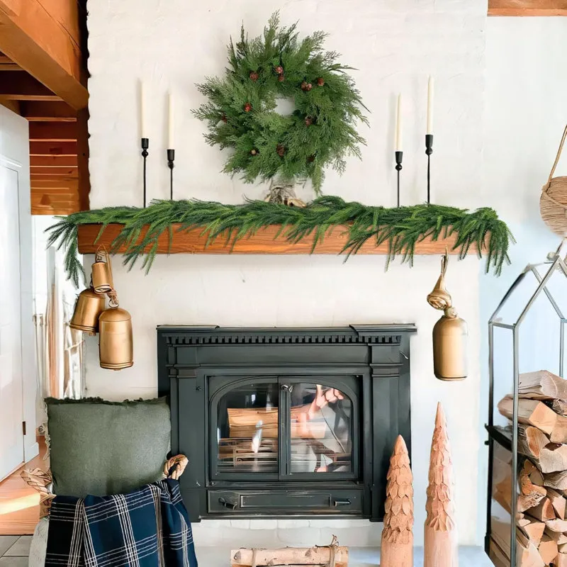 The Holiday Aisle® Christmas Decorations - 6 Ft Realistic Norfolk Pine  Garland - Artificial Pine Greenery Garlands For Mantle Fireplace Stairs  Railing Table Indoor Outdoor Front Door Porch Home Deco