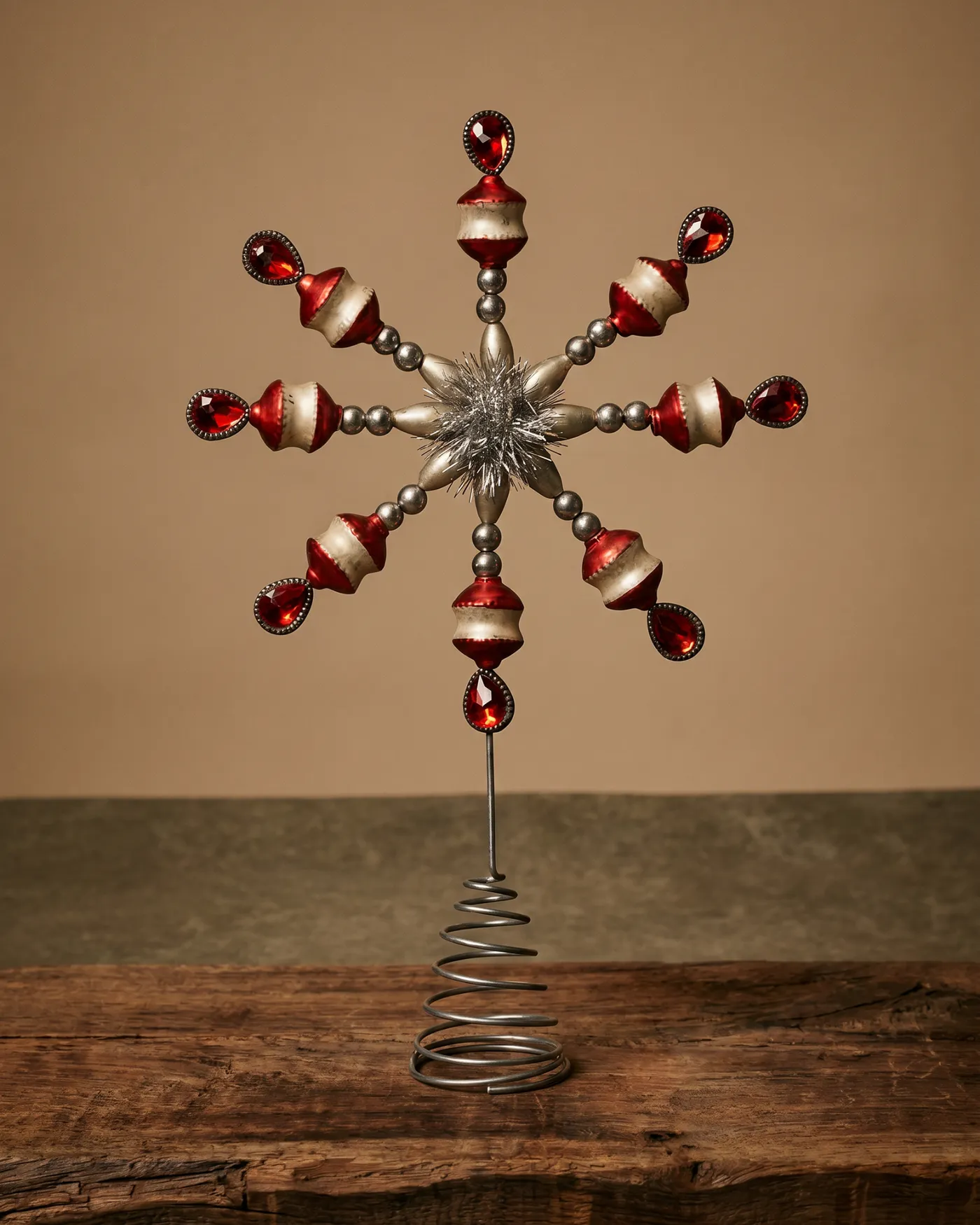 The Vintage Red and Silver Tree Topper | 25th and Noel – 25th and Noel | Christmas Shop, Christmas Ornaments, Christmas Decor