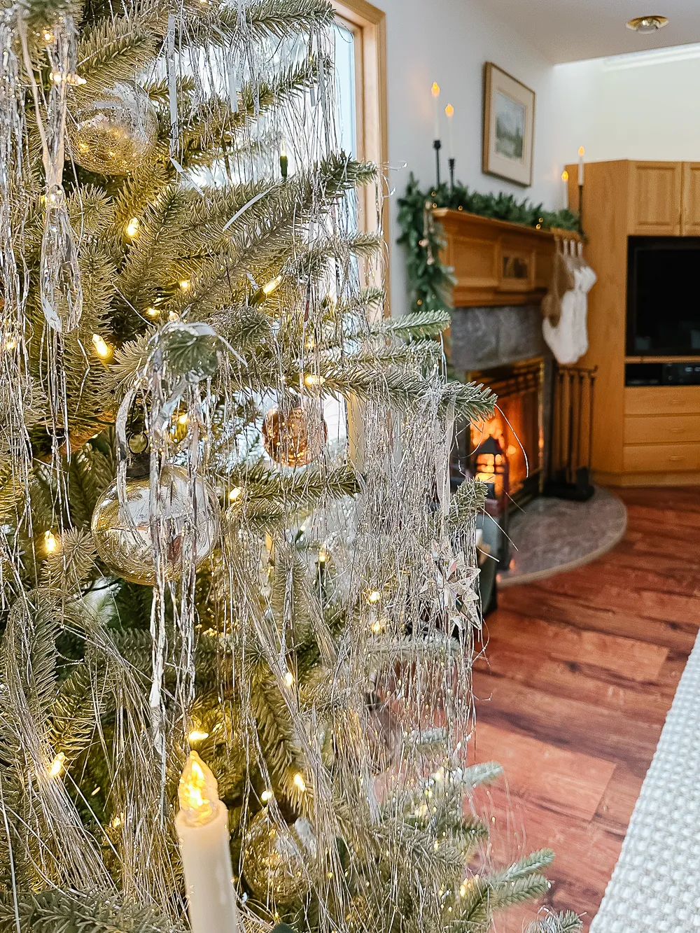 This Year's Very Sparkly Tinsel Christmas Tree - Making it in the Mountains